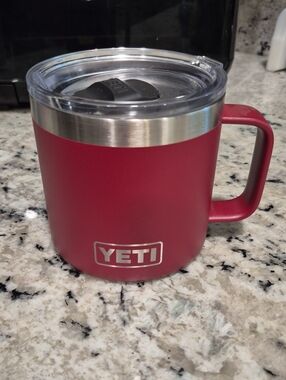 Yeti Insulated Mug in Red with Stainless Steel Rim